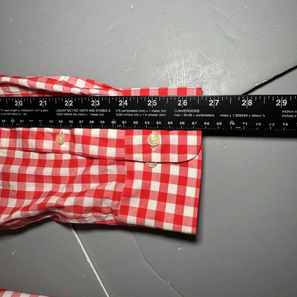 Polo Ralph Lauren Shirt XXL 2XL Non Iron Gingham Plaid Red Long Sleeve Button